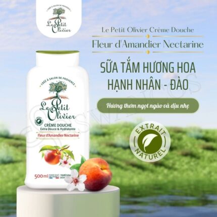 Sữa tắm Hạnh Nhân & Đào Le Petit Olivier Pháp 500ml - Dưỡng ẩm, làm dịu da nhạy cảm, thơm lâu